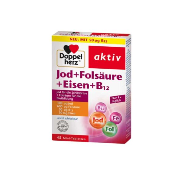 Doppelherz Aktiv Jod + Folsaure + Eisen + B12