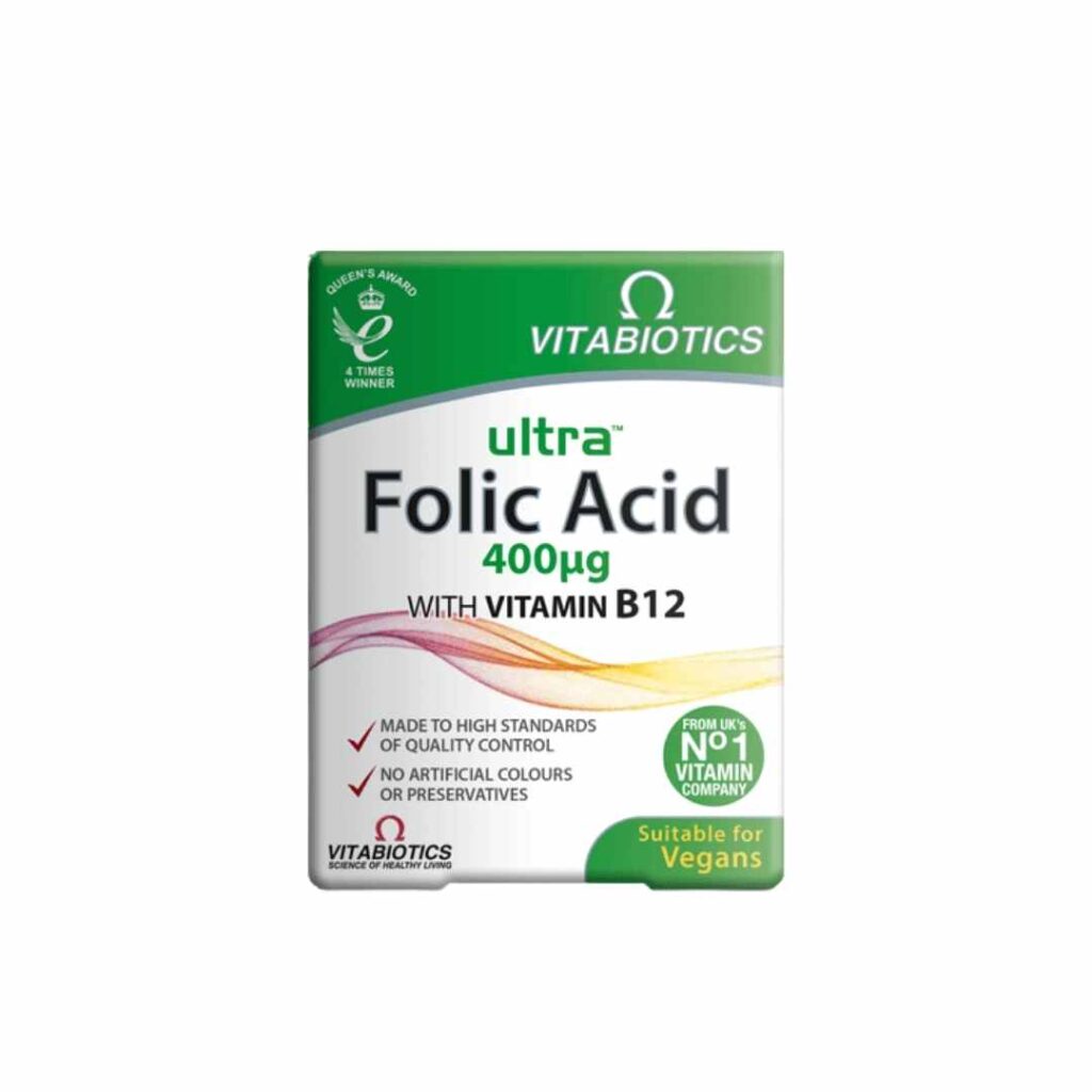 Vitabiotics Ultra Folic Acid with Vitamin B12 FarmaOn