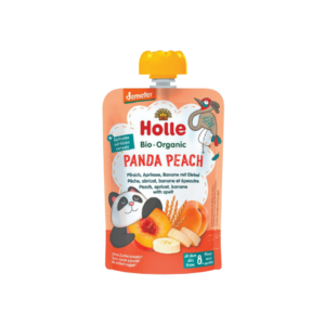 Holle Bio Organic Panda Peach Pouch Peach, Apricot, Banana with Spelt 8m+ Demeter
