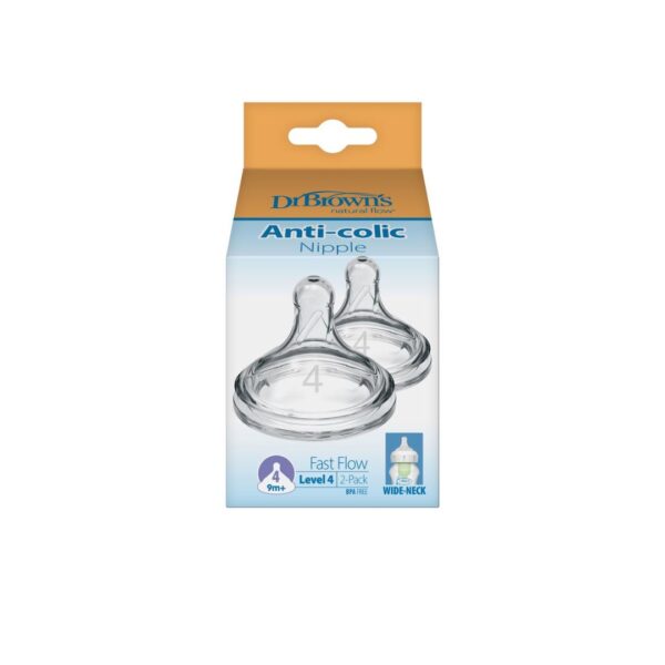 Dr. Brown’s two replacement nipple silicone 9m+ (wide neck)