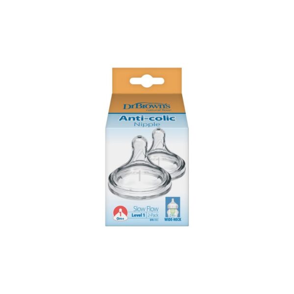 Dr. Brown’s two replacement nipple silicone 0m+ (wide neck)