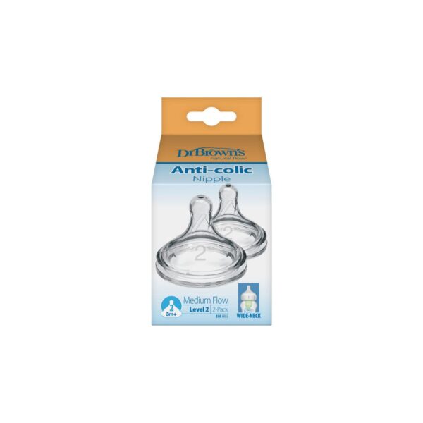Dr. Brown’s Options + two replacement nipple silicone 3m+ (wide neck)