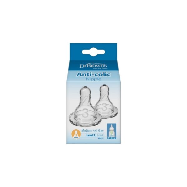 Dr. Brown’s two replacement nipple silicone 6m+ (narrow neck)