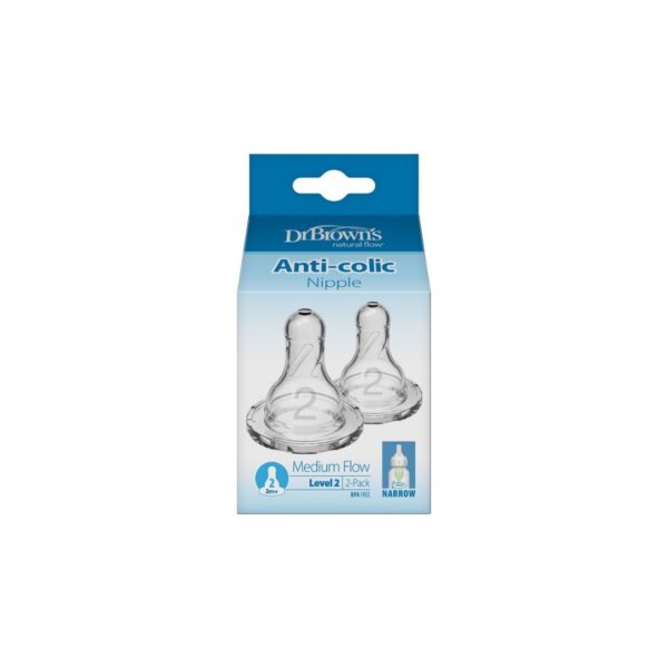 Dr. Brown’s two replacement nipple silicone 3m+ (narrow neck)