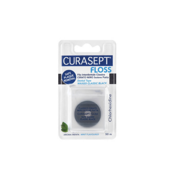 Curasept Floss Dental Tape Waxed Classic Black
