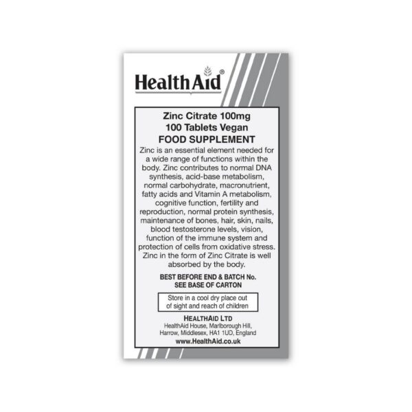 Health Aid Zinc Citrate 100 mg