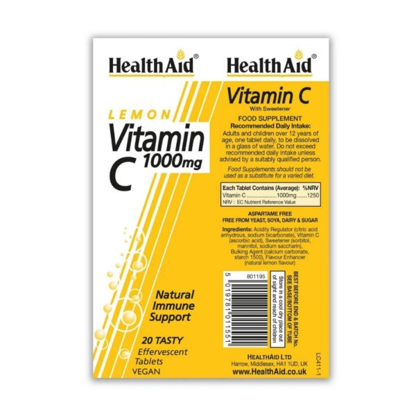 Vitamin C 1000mg - Effervescent Lemon Flavour