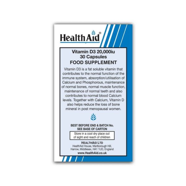 Health Aid Vitamin D3 20000 IU