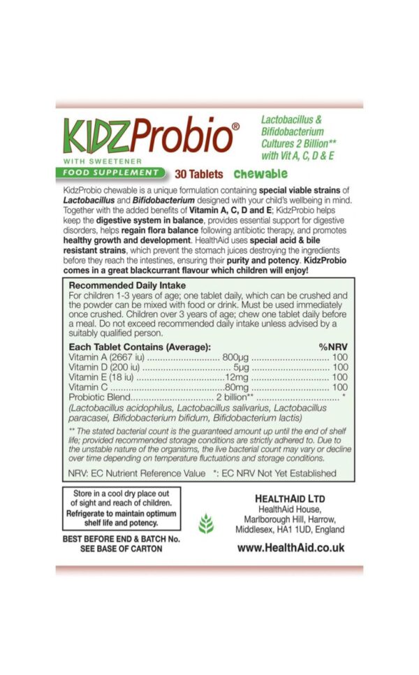 Health Aid KidzProbio Chewable 2 year +