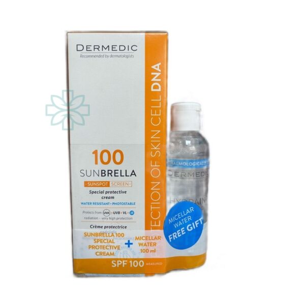 Dermedic Sunbrella Sun Protection SPF 100 + Dermedic Hydrain 3 Micellar Water FREE