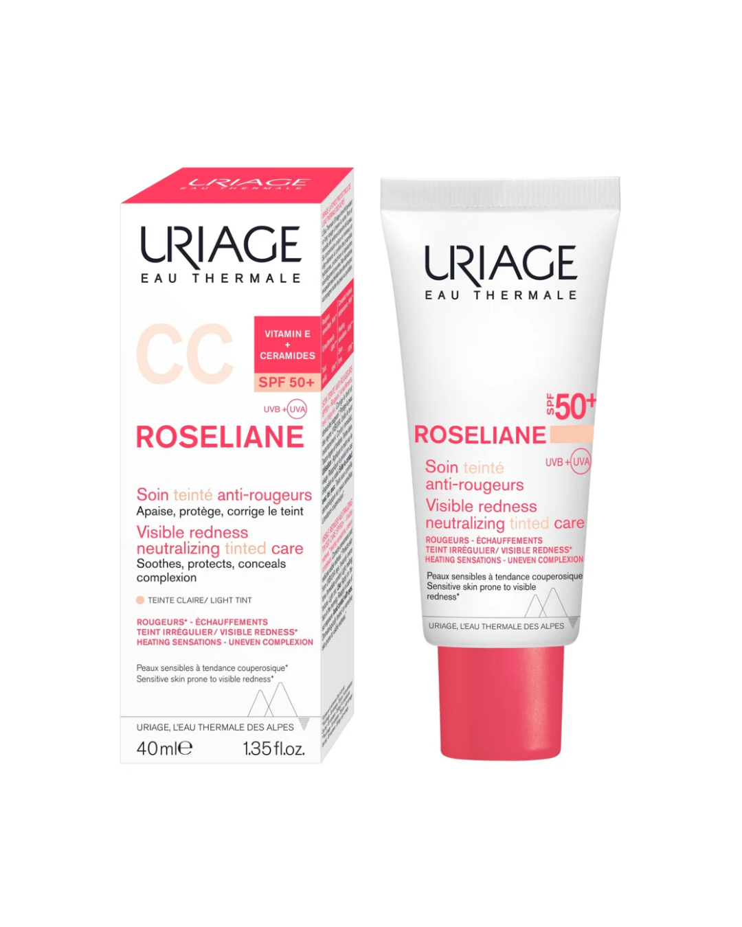 Uriage Roséliane CC Cream SPF 50+ Teinte Claire, mbrojtës, mbulues, rosacea
