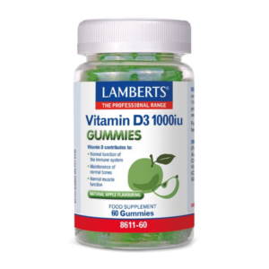 LAMBERTS VITAMIN D3 1000 IU GUMMIES NATURAL APPLE FLAVOURING X 60 GUMMIES