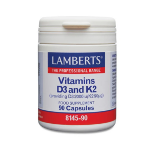 LAMBERTS VITAMINS D3 & K2 ( 2000IU+90 MCG) X 90 CAPSULES