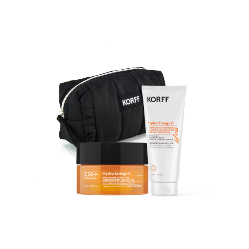 KORFF BIPACK 1(HYDRA ENERGY C SORBET 50 ML + HYDRA ENERGY C ENZIMATIC FACE CLEANSER 200ML+ BLACK POCHETTE)