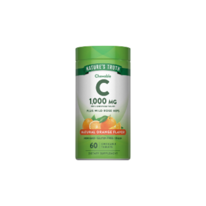 NATURES TRUTH VITAMIN C PLUS WILD ROSE HIPS 1000 MG X 60 CHEWABLE TABLES